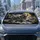 Howling Gray Wolf With Gold Moon Charcoal Wilderness Rugged Cabin Gift For Outdoor Lovers Car Sunshade - 4