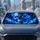 Blue Flaming Skull Dark Gothic Inferno For Road Trip Metal Fans And Horror Lovers Car Sunshade - 4