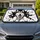 Playful Siberian Husky Bursting Through Jagged Black Cracks For Dog Loving Road Trips Car Sunshade - 1