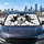 Playful Siberian Husky Bursting Through Jagged Black Cracks For Dog Loving Road Trips Car Sunshade - 5