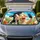 Cheerful Cow Couple Selfie In Flower Meadow For Summer Road Trips And Farm Fans Gift Car Sunshade - 1