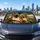 Siamese Cats In Cozy Travel Cabin With Forest Reflections For Cat Lover Road Trips Car Sunshade - 5