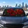 Crimson Red Poppy Flowers On Moody Charcoal Botanical Decor For Road Trips And Travel Car Sunshade - 5