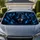 Glowing Cyan Wolf Head With Dark Lightning Energy For Gothic Fantasy Animal Lovers Car Sunshade - 1