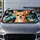 Tan Chihuahua Portrait With Aqua Paint Splashes For Road Trip Style And Dog Moms Car Sunshade - 4