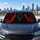 Fierce Black Wolf With Ember Flames For Dark Gothic Road Trips And Outdoor Fans Everywhere Car Sunshade - 5