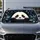 Cute Panda Cub With Bamboo Leaves On Charcoal For Cozy Road Trips And Animal Lovers Car Sunshade - 5