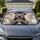 Gray American Bulldog Heart Paws Silver Bokeh Dog Lover Road Trip Decor Gift For Owners Car Sunshade - 1