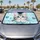 Blue Eyed Tabby Kitten With Paw Marks And Aqua Decor For Cat Lover Road Trip Style Car Sunshade - 2