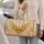 Gilded Angel Wings On Antique Ivory For Elegant Holiday Travel And Vintage Style Quilted Weekend Bag - 2
