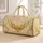 Gilded Angel Wings On Antique Ivory For Elegant Holiday Travel And Vintage Style Quilted Weekend Bag - 1