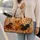 Elegant Dachshunds With Autumn Leaves And Acorns For Fall Travel Dachshund Lovers Quilted Weekend Bag - 2