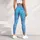 Aquatic Abstract White Line Art In Blue Aqua Boho Style For Yoga Studio Fitness Looks Leggings - 5