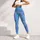 Aquatic Abstract White Line Art In Blue Aqua Boho Style For Yoga Studio Fitness Looks Leggings - 6