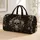 Gothic Baroque Skull With Ivory Florals On Black For Dark Academia Travel Style Fans Quilted Weekend Bag - 1
