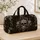 Gothic Baroque Skull With Ivory Florals On Black For Dark Academia Travel Style Fans Quilted Weekend Bag - 4