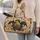 Mythic Blue Dragon Gold Moon Medallion With Autumn Leaves For Fantasy Travel Gifts Quilted Weekend Bag - 2