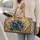 Khaki Blue Climbing Vine Florals For Vintage Travel Style And Holiday Gifting For Her Quilted Weekend Bag - 2