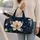 Deep Navy Magnolia And Teal Leaves For Elegant Getaways And Botanical Style Lovers Quilted Weekend Bag - 2