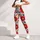 Retro Botanical Floral Vine With Red Daisies For Yoga, Fitness, And Weekend Style Leggings - 5