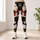 Santa Snowman Reindeer Snowflakes On Black For Christmas Party Winter Style Women Leggings - 6