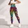 Neon Leopard Rosettes With Tropical Tie Dye Colors For Festival Streetwear Women Leggings - 5