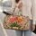 Tulip Garden Florals With Ivory Folk Vines For Autumn Travel And Market Days For Her Quilted Weekend Bag - 2