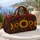 Bohemian Autumn Sunflowers With Burgundy Navy Folk Florals For Fall Travel Style Quilted Weekend Bag - 5