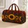 Bohemian Autumn Sunflowers With Burgundy Navy Folk Florals For Fall Travel Style Quilted Weekend Bag - 1