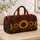Bohemian Autumn Sunflowers With Burgundy Navy Folk Florals For Fall Travel Style Quilted Weekend Bag - 4