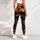 Orange Twilight Witch On Broom With Jack O Lantern Halloween Vintage Comic Goth Style Leggings - 5