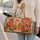 Regal Ginger Cat With Coral Roses Cottage Garden Travel Accessory For Cat Lovers Quilted Weekend Bag - 2