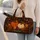 Autumn Pumpkins On Espresso Plaid With Nameplate For Fall Harvest Travel Style Lovers Quilted Weekend Bag - 2