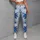 Ocean Blue Daisy Florals On White For Coastal Summer Resort Style Womens Casual Looks Leggings - 4