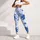 Ocean Blue Daisy Florals On White For Coastal Summer Resort Style Womens Casual Looks Leggings - 6