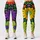 Retro Neon Daisy Blossoms On Matte Black For Festival Streetwear And Yoga Style Leggings - 1