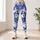 Cobalt Hibiscus And Palm Floral Resort Botanical Style For Chic Summer Vacations Leggings - 6