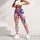 Raspberry Pink Retro Floral Daisy Cascade For Euro American Boutique Style Women Leggings - 6