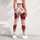 Romantic Burgundy Peony Rose Floral On Ivory For Vacation Party Style Plus Size Women Leggings - 4