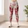 Romantic Burgundy Peony Rose Floral On Ivory For Vacation Party Style Plus Size Women Leggings - 6