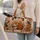 Fox Autumn Woodland Folk Art With Oak Leaves For Fall Travel And Holiday Gifts For Her Quilted Weekend Bag - 2