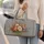 Dusty Blue Rose Peony Botanical Name Label Romantic Travel Floral Gift For Women Quilted Weekend Bag - 2