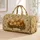 Golden Retriever Puppies In Willow Basket Beige Floral Travel Style For Dog Lovers Quilted Weekend Bag - 1