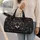 Ornate Black White Cat Portrait With Amber Eyes For Elegant Travel Style Cat Lovers Quilted Weekend Bag - 2