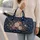 Navy Porcelain Peonies And Butterflies Vintage Floral Travel Style Gift For Her Vacation Quilted Weekend Bag - 2