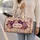 Purple Floral Heritage Garden With Your Name Cartouche For Grandmother Gift Travel Quilted Weekend Bag - 2