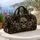 Dark Gothic Baroque Skull And Ivory Florals With Name Cartouche For Travel Lovers Quilted Weekend Bag - 5