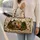 Retro Bear Camper In Evergreen Forest With String Lights For Cozy Camping Getaways Quilted Weekend Bag - 2