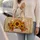 Autumn Sunflower Wheat Bouquet With Ivory Nameplate For Fall Travel And Harvest Gifts Quilted Weekend Bag - 2