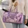 Lavender Watercolor Stationery Garden Collage For Overnight Trips And Bridesmaids Quilted Weekend Bag - 2